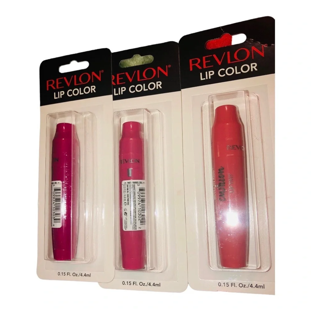 3pk Revlon Kiss‎ Cushion plush Lip Tint- Berry Lit, Pink IRL, #310 (peacy tint)